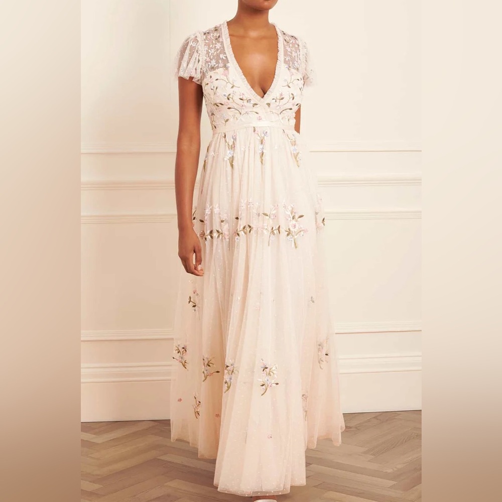 Needle & Thread Petunia Cap Sleeve Gown dress tulle ballerina sequins floral